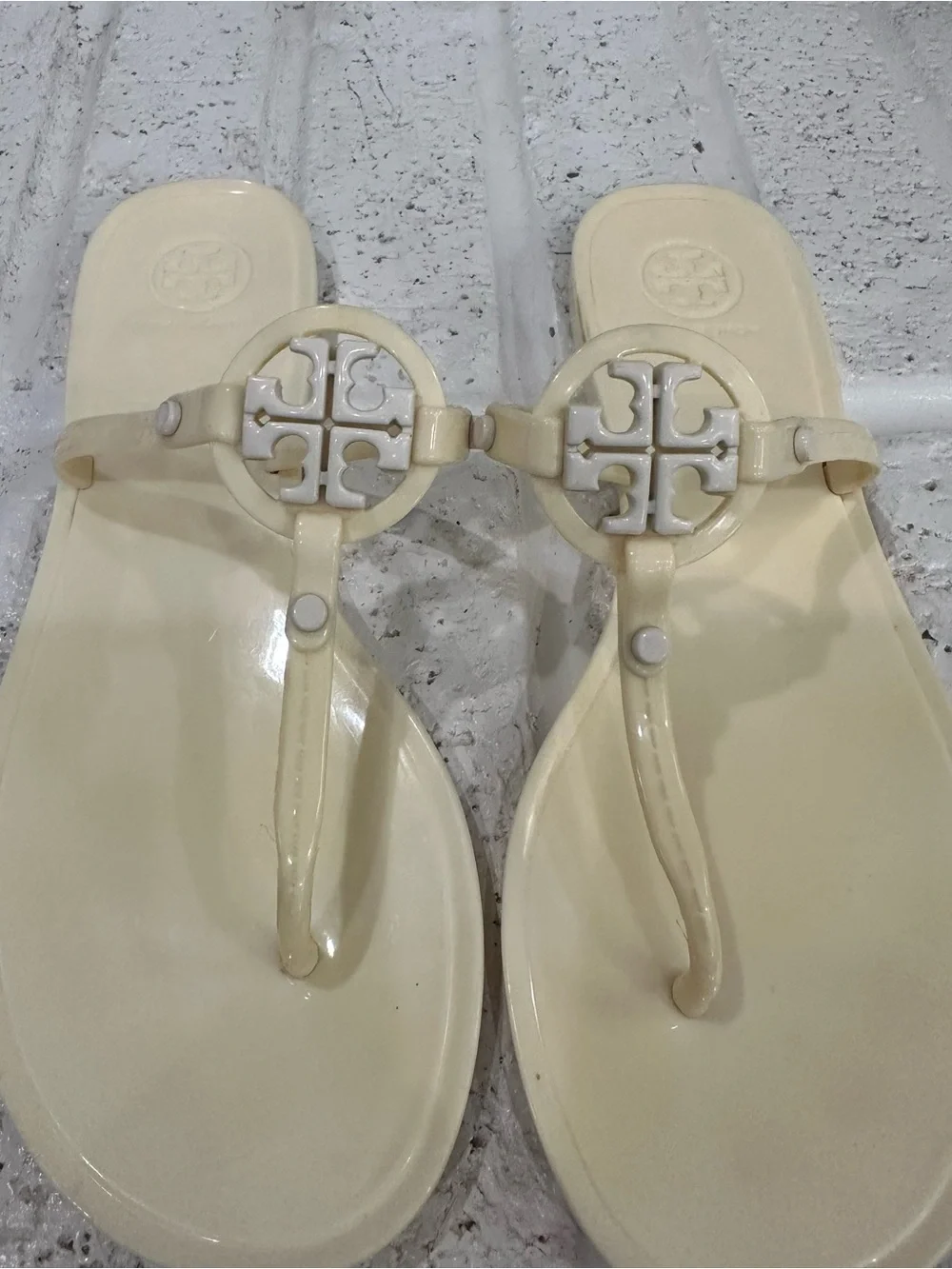 Tory Burch Mini Miller Logo Ivory, Jelly Thong Sandals